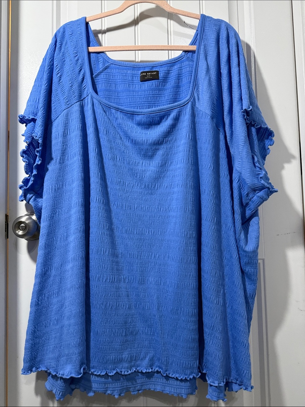Lane Bryant Royal Blue Ruffle Sleeve Scoop Neck Top